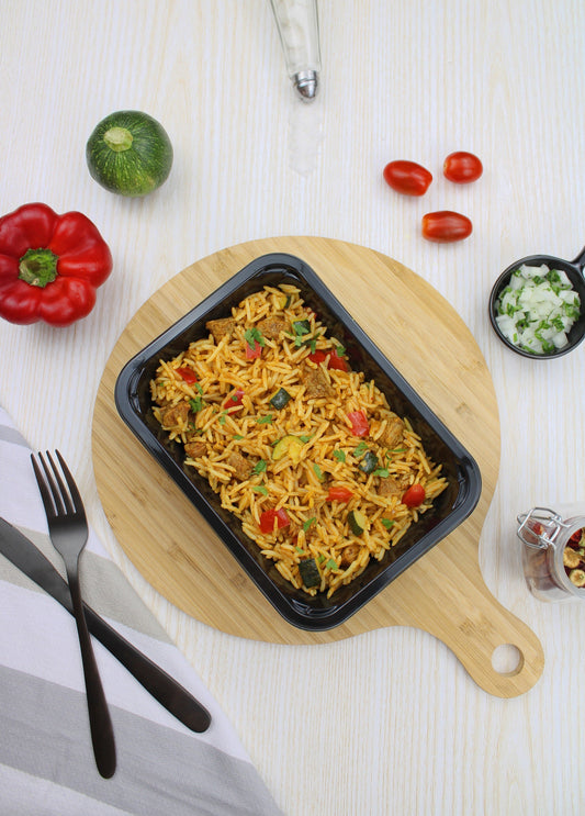 Poulet à la catalane avec riz parfumé