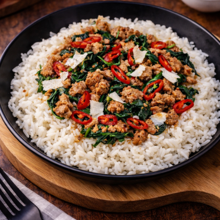 POULET THAÏ AUX ÉPINARDS AVEC RIZ BASMATI