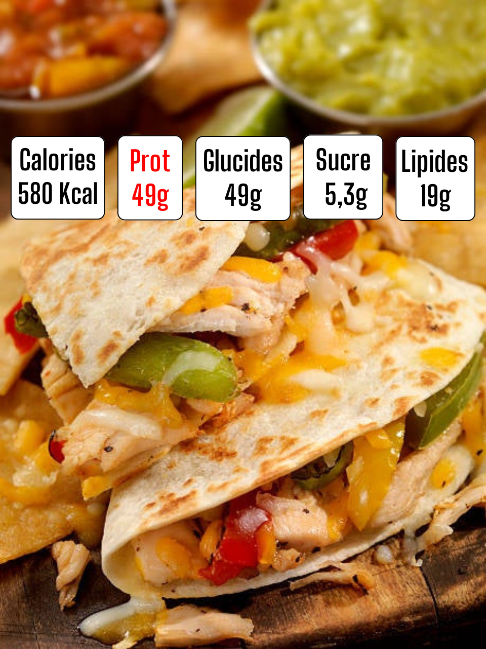 QUESADILLAS AU POULET EFFILOCHÉ