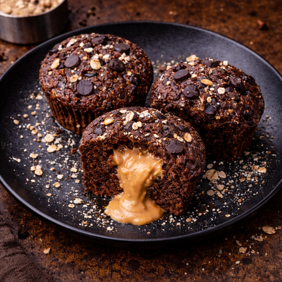 MUFFINS PROTÉINÉS FOURRÉS AU BEURRE DE CACAHUÈTE