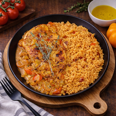 RIZ TANDOORI AVEC BLANC DE POULET À LA SAUCE